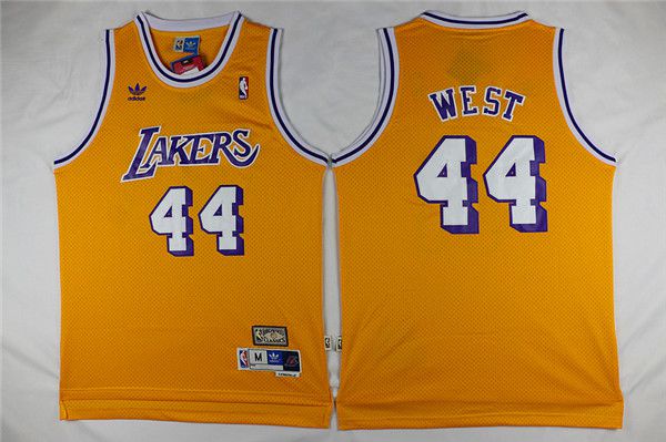 Men Los Angeles Lakers #44 West Yellow Throwback NBA Jerseys
